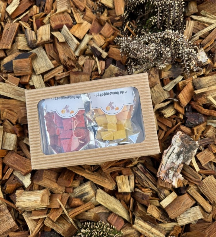 Holandská krabička lyofilizovaných sýrů (červené pesto, čedar)