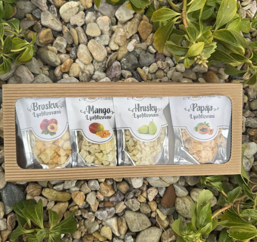Lyofilizovaná krabička ovoce v kostkách