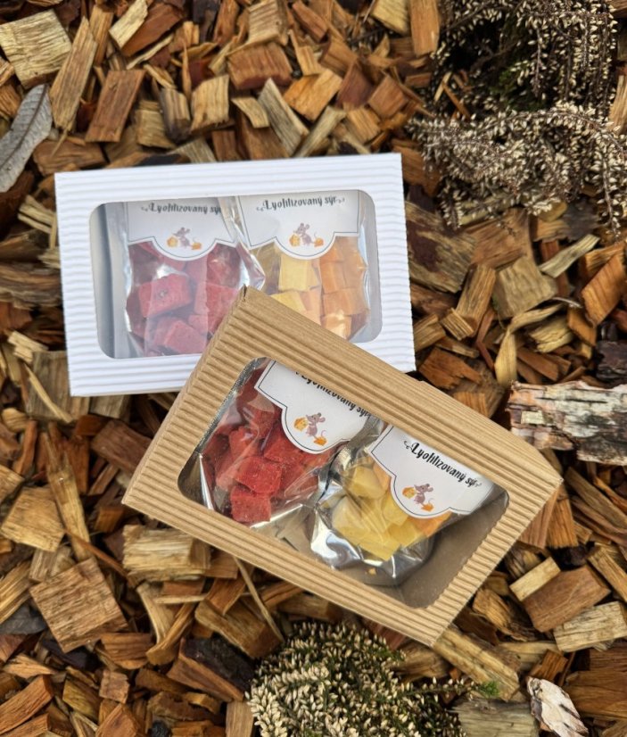 Holandská krabička lyofilizovaných sýrů (červené pesto, čedar)