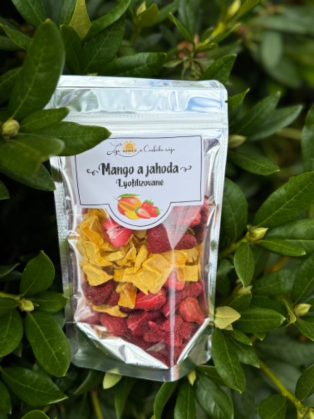 Lyofilizovaná jahoda a mango