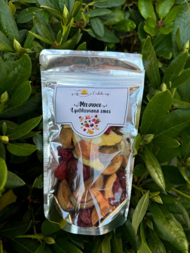 Lyofilizovaný mix - maliny, jahody, švestky, banán, meruňky, třešně