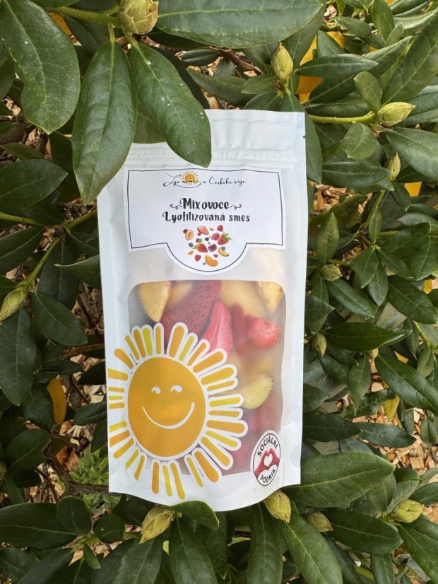 Lyofilizovaný mix - maliny, jahody, švestky, banán, meruňky, třešně